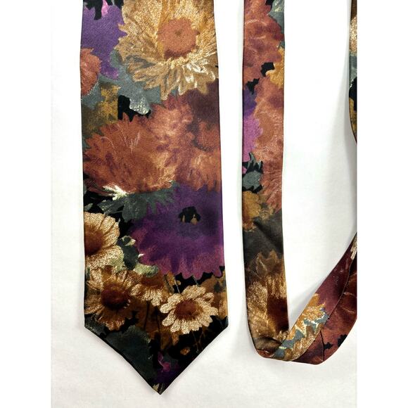 MIV Silk Tie Hand Made in Italy 1980s Floral Vintage - Picture 12 of 16